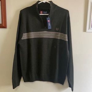 Chaps Men's Quarter Zip 100% Cotton Mockneck Sweater